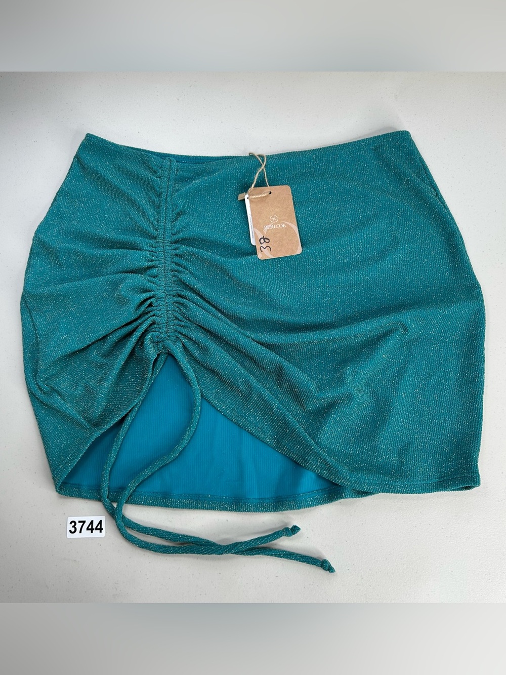 Berlook Swim Coverup Plus Size 16 Blue Green Ruched New